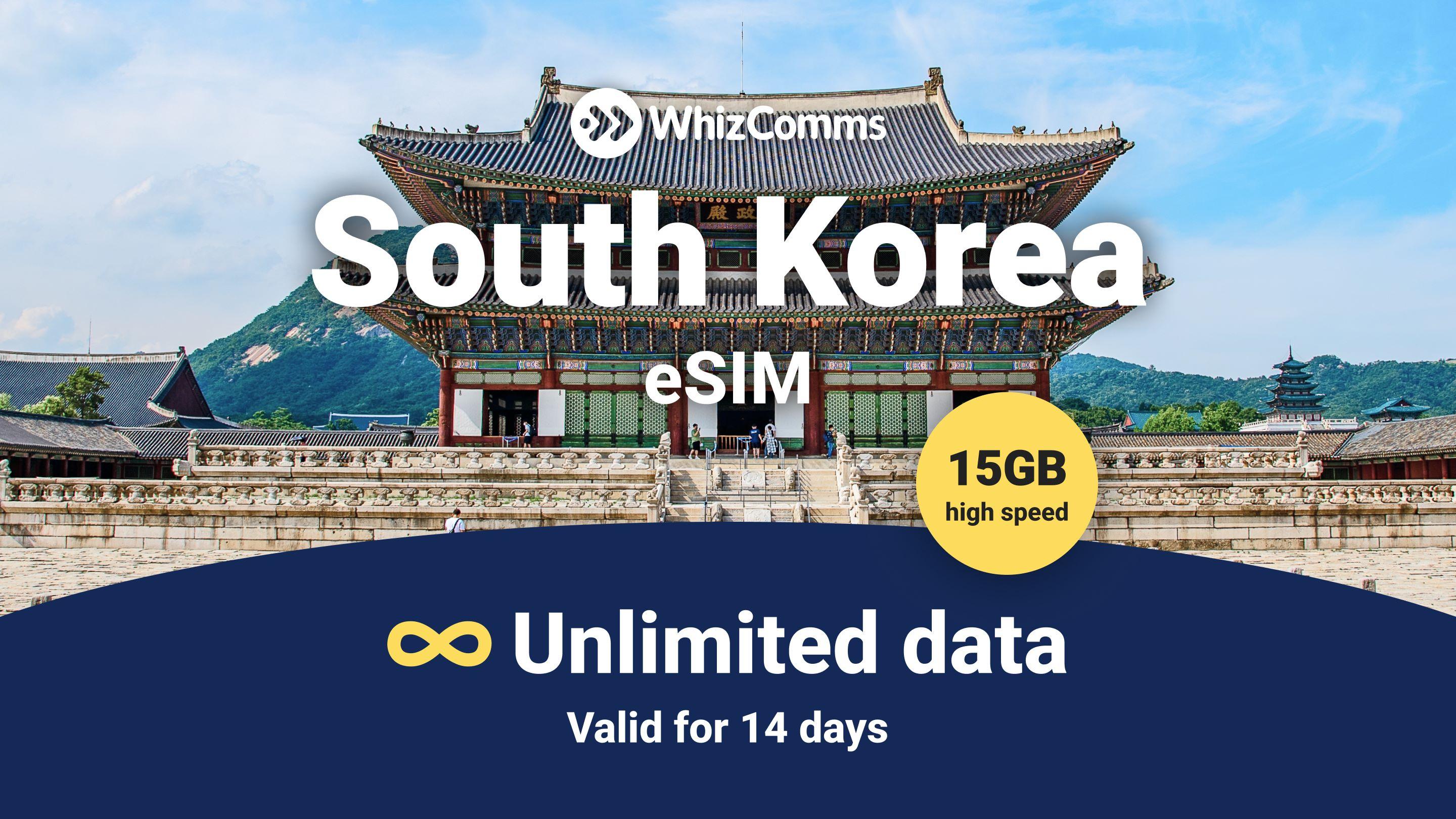 WhizComms 14-Day 15GB Unlimited South Korea eSIM - Photo 1 of 1